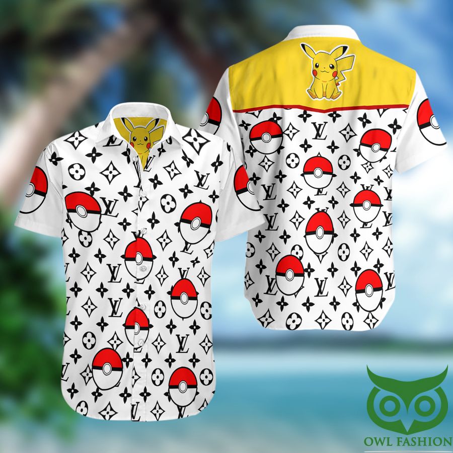 5 Pokemon Louis Vuitton Black and White Short Sleeve Hawaiian Shirt