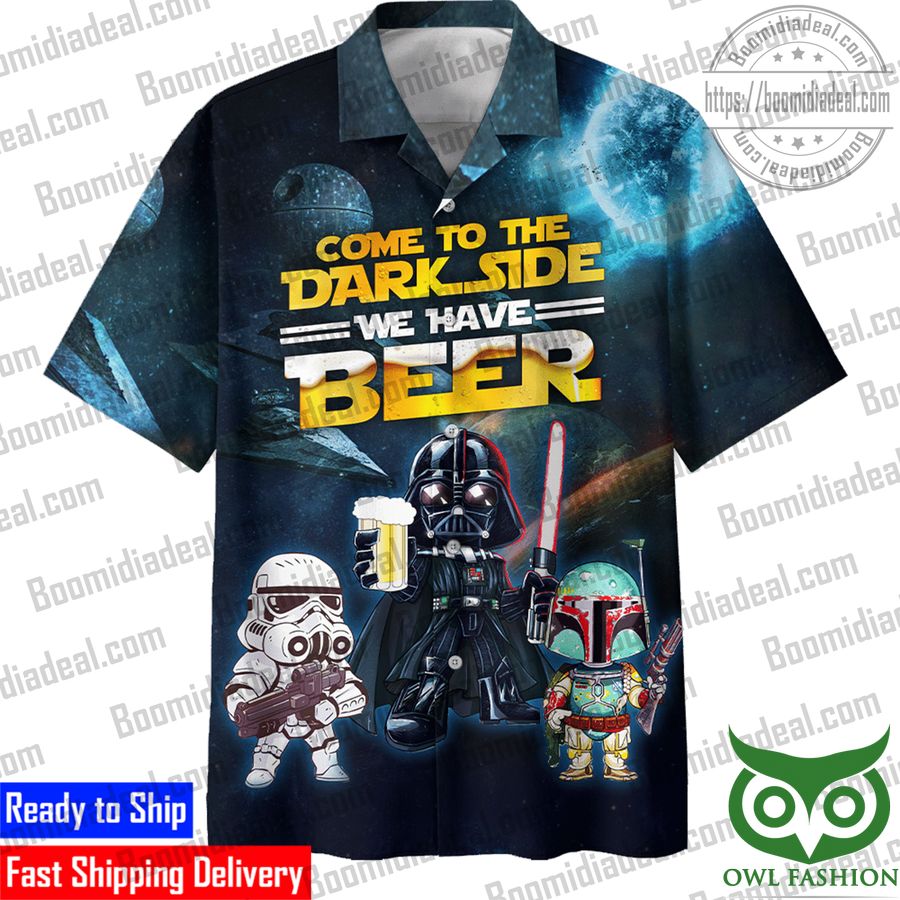 24 Star Wars Darth Vader Dark Side With Beer Boba Fett Clumsy Stormtrooper Hawaiian Shirt