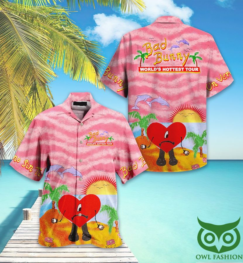 Bad Bunny Pink Hawaiian Shirt