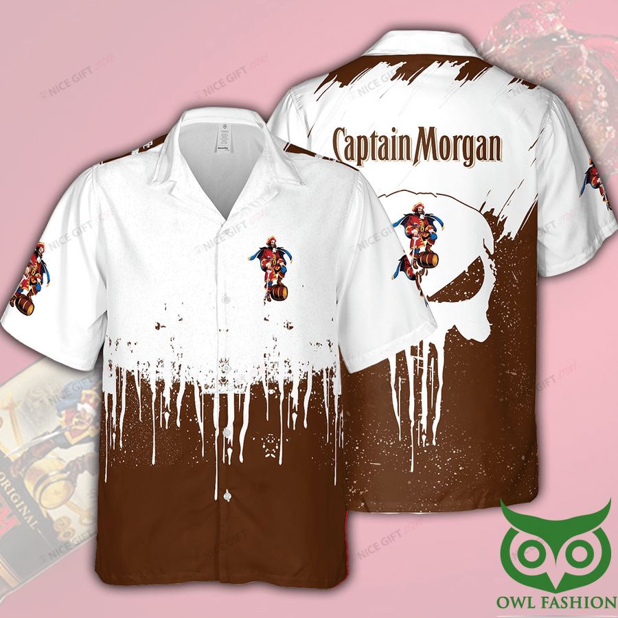 Captain Morgan White and Brown Splash Hawaiian Shirt