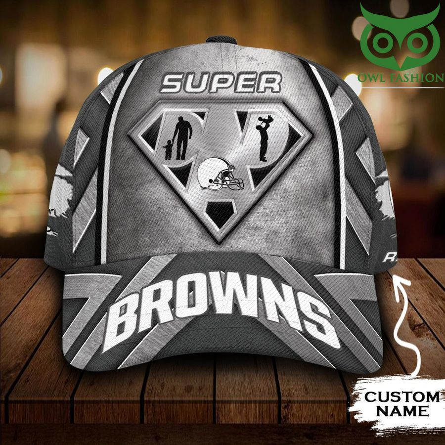 Cleveland Browns NFL Superman Dad Custom Name 3D Cap 
