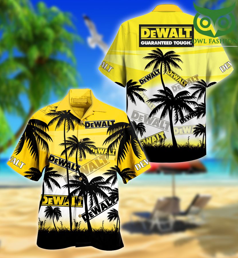 Dewalt Guaranteed tough Palm yellow Hawaiian Shirt