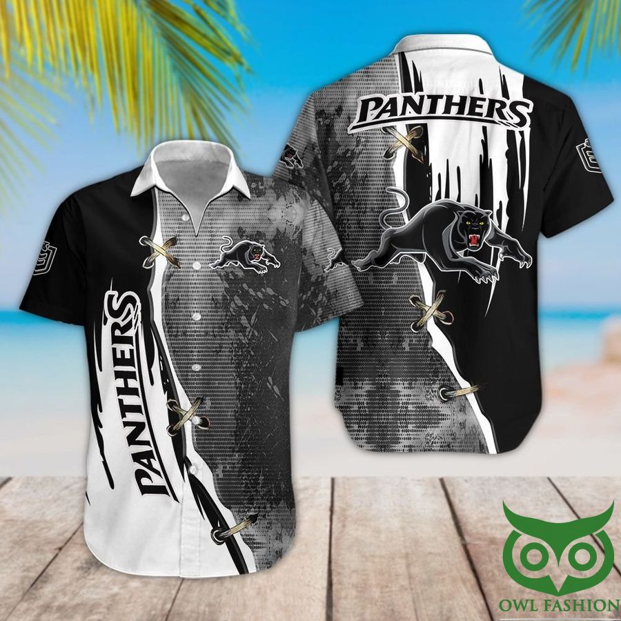 Penrith Panthers Black and White Hawaiian Shirt