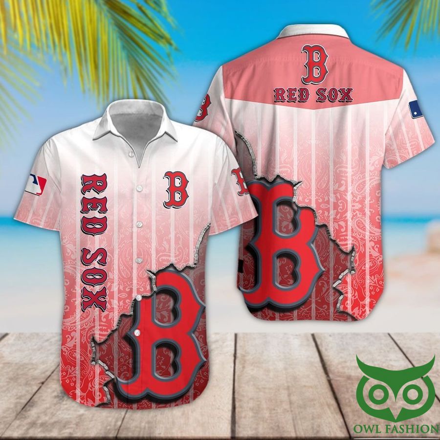 Boston Red Sox Red Pattern Hawaiian Shirt