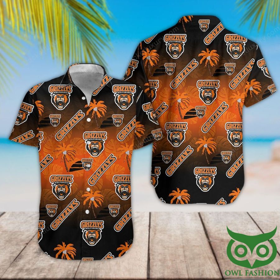 Grizzlys Wolfsburg Orange Black Gradient Hawaiian Shirt