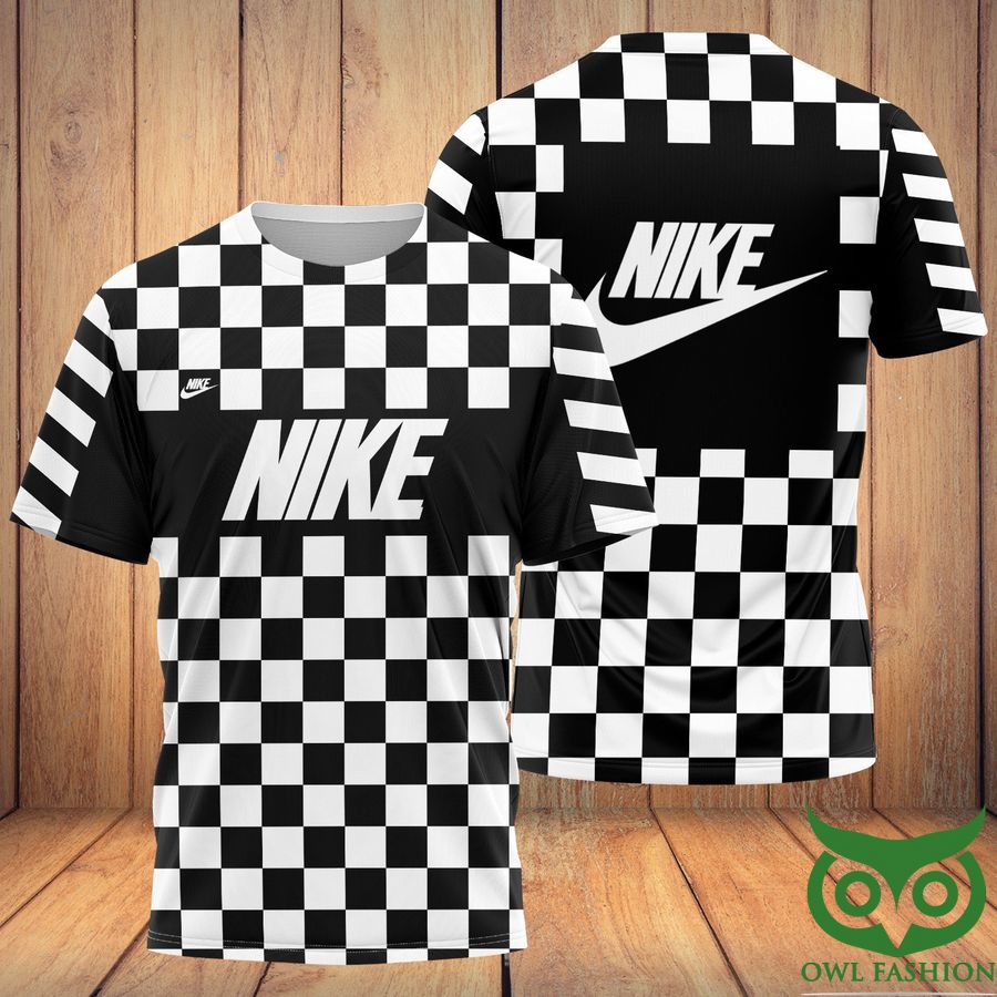 Luxury Nike Checker Pattern Black and White 3D T-shirt