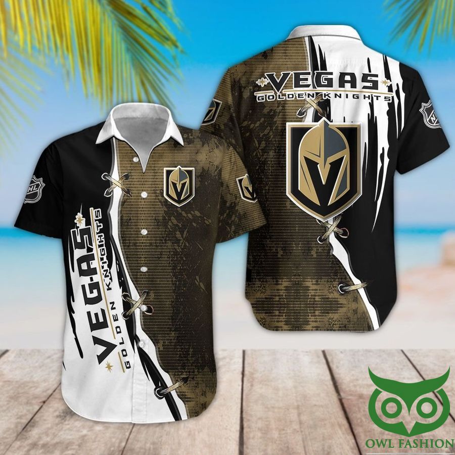 Vegas Golden Knights Brown and Black Hawaiian Shirt