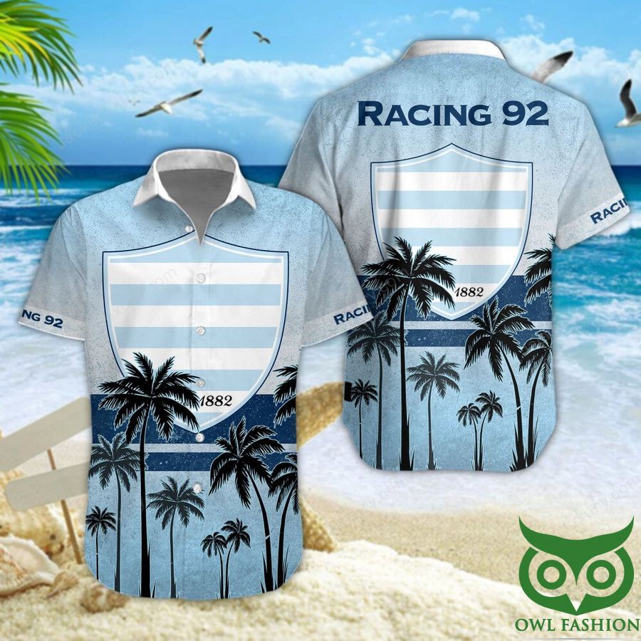 Racing 92 Logo Coconut Sky Blue 3D Shirt