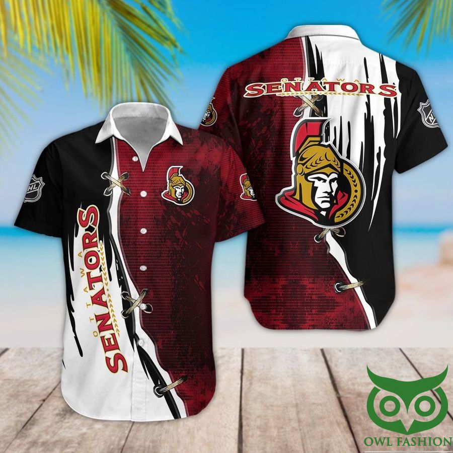 Ottawa Senators Dark Red and Black Hawaiian Shirt