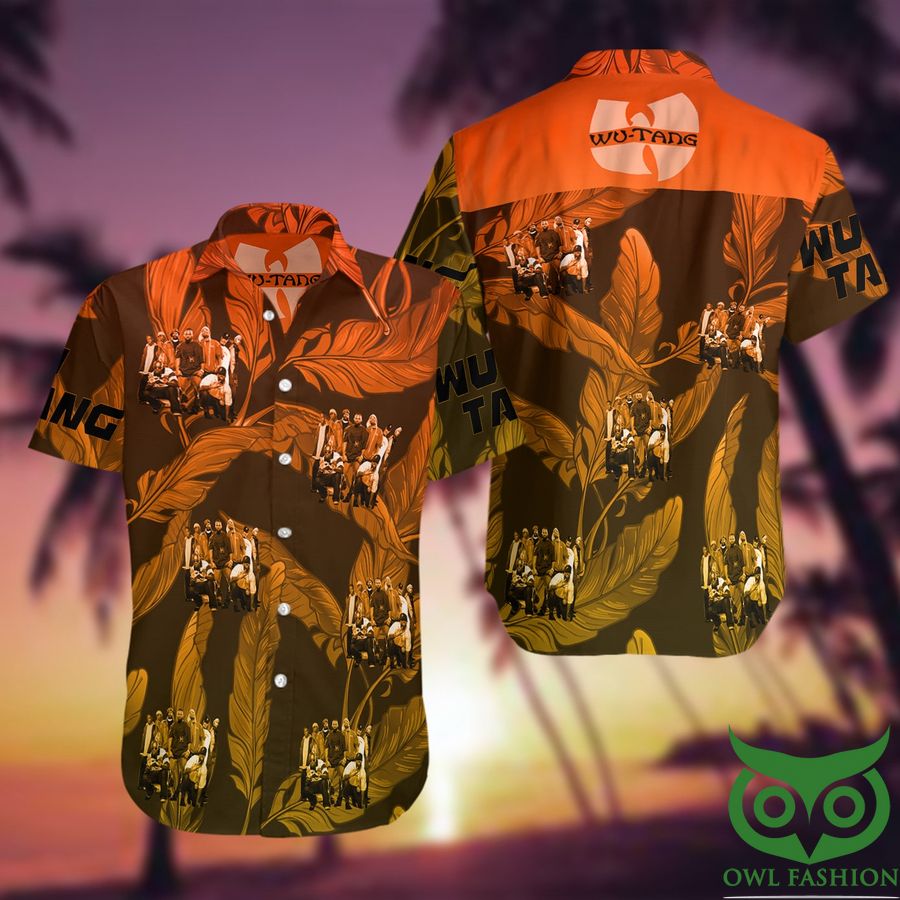 25 Wu Tang Brown Orange Short Sleeve Hawaiian Shirt