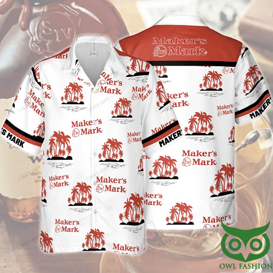 Maker's Mark Coconut Palm Red Tropical Hawaiian Shirt