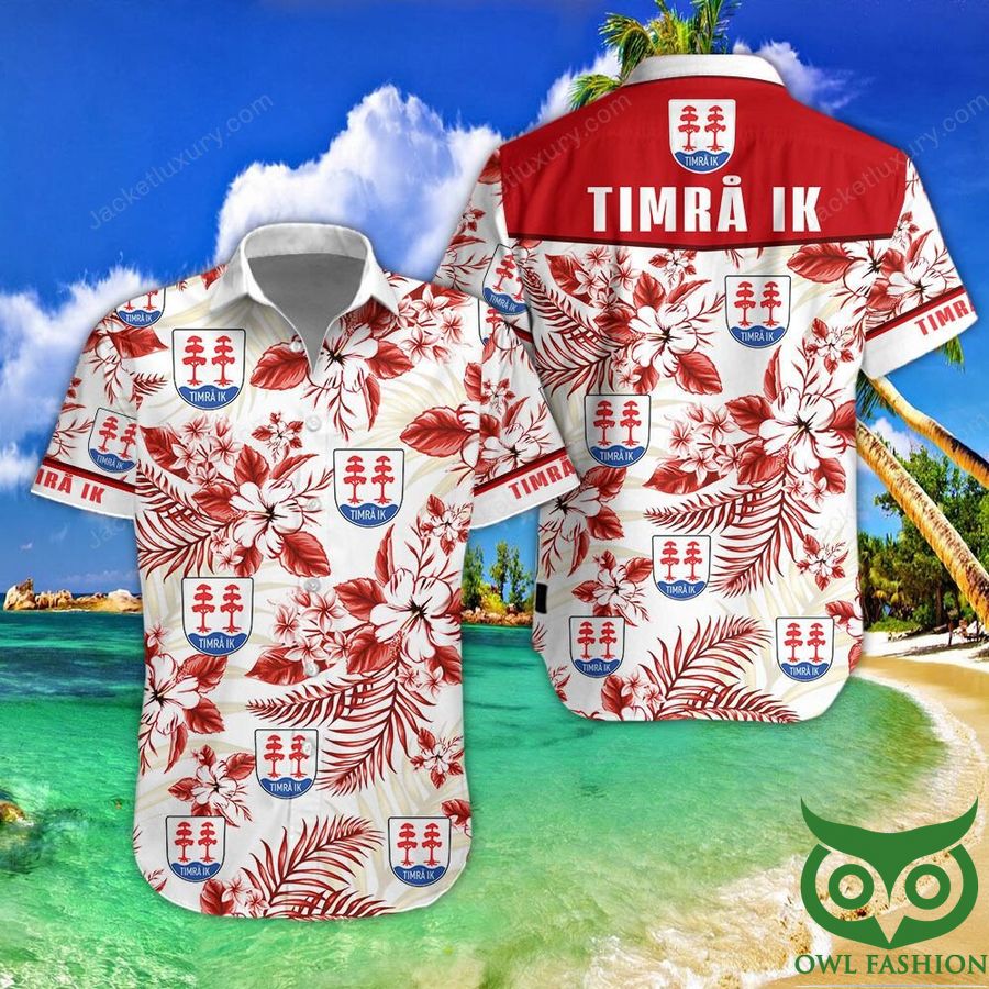 Timra IK Red Flowers White Hawaiian Shirt