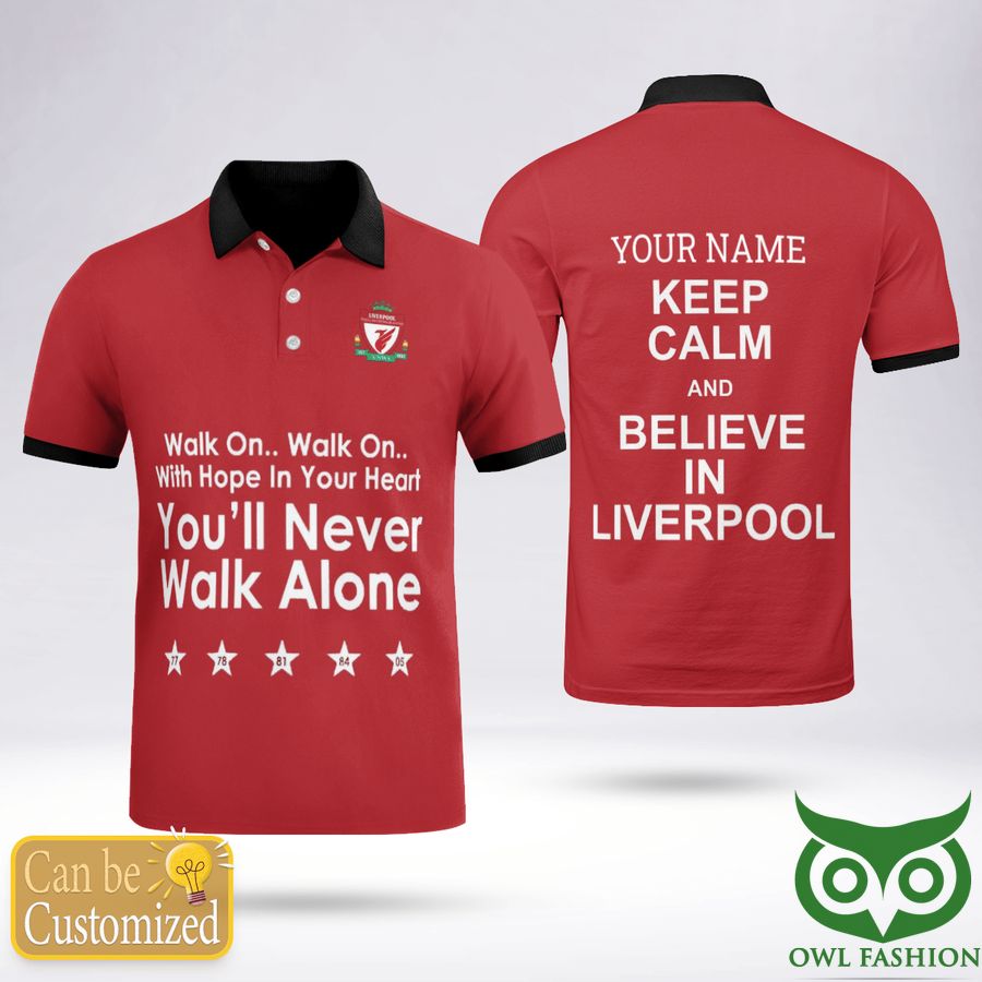 Custom Name Liverpool You'll Never Walk Alone Logo Polo Shirt