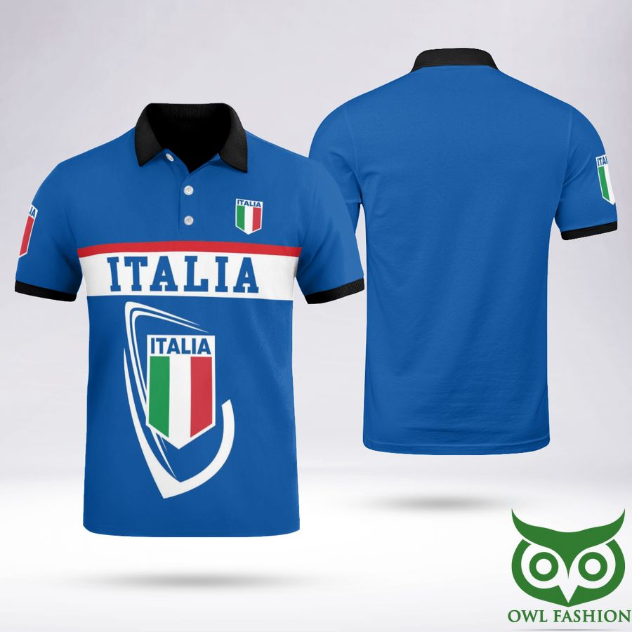 Italia In My Heart Blue White Polo Shirt