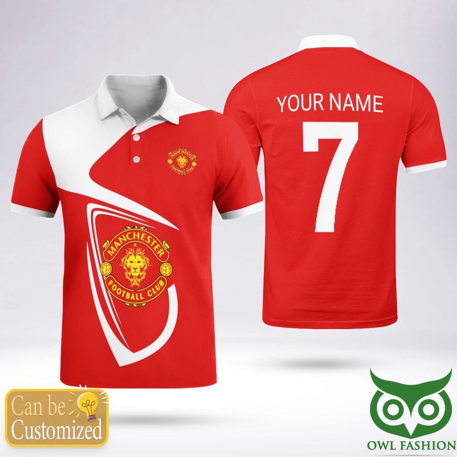 Custom Name Number Manchester Club Logo Polo Shirt