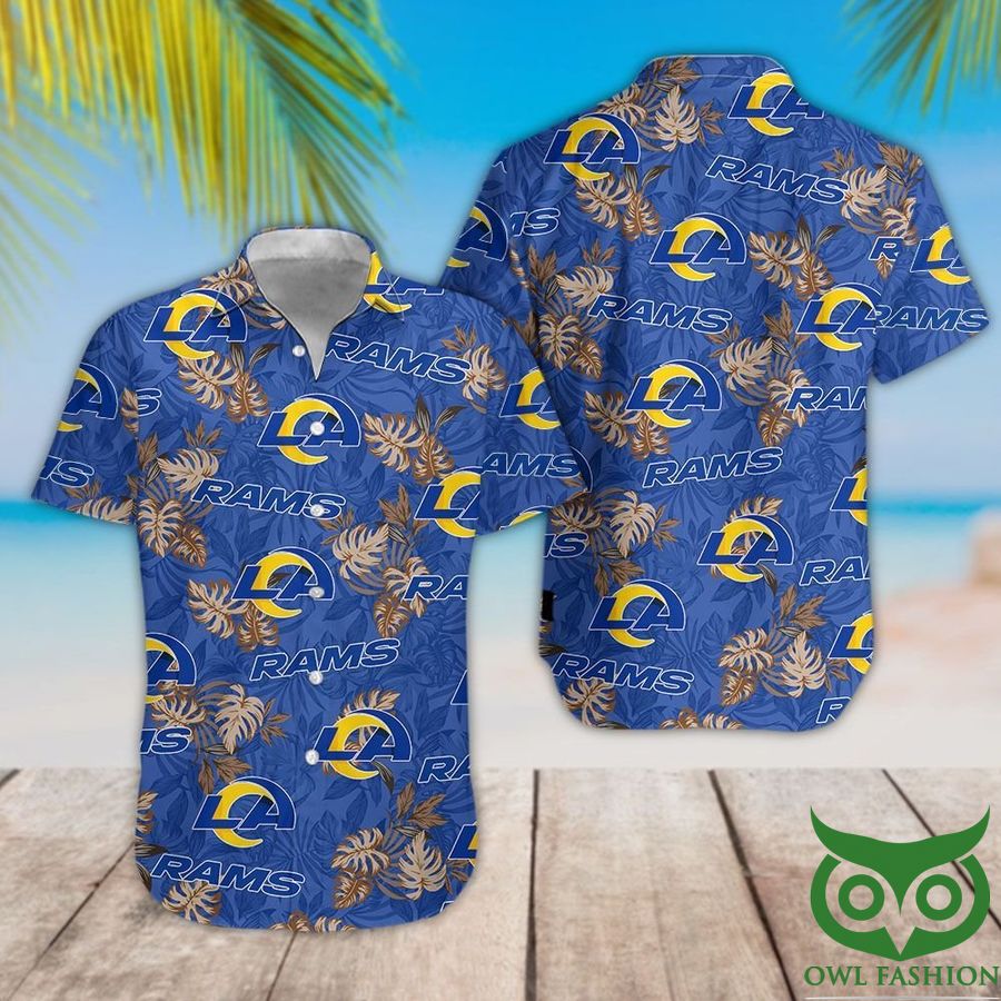 Los Angeles Rams Blue Leaf Logo Hawaiian Shirt - Owl Fashion Shop