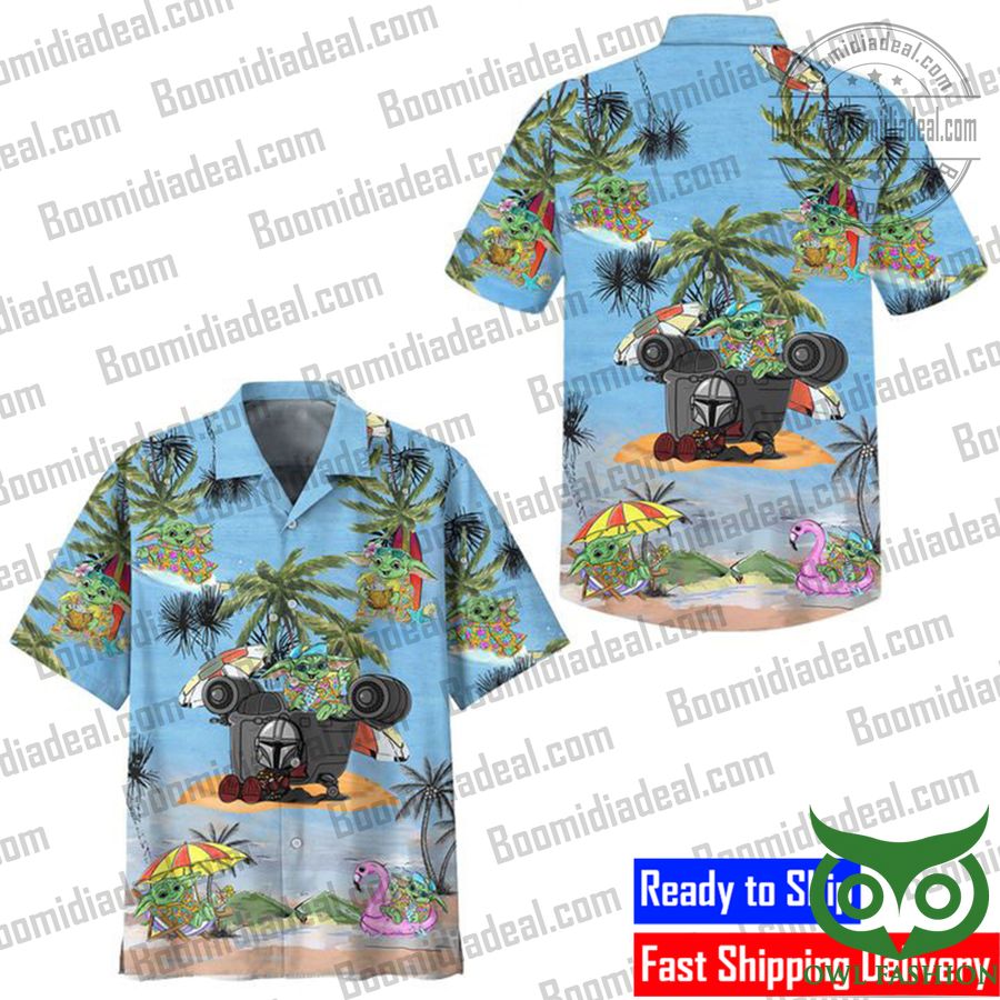Star Wars Baby Yoda Boba Fett Tropical Beach Hawaiian Shirt