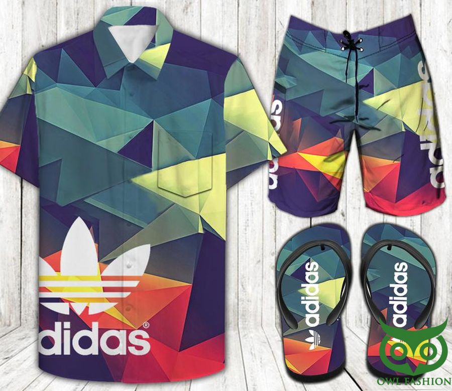 Adidas Color Shapes Flip Flops And Combo Hawaiian Shirt Shorts