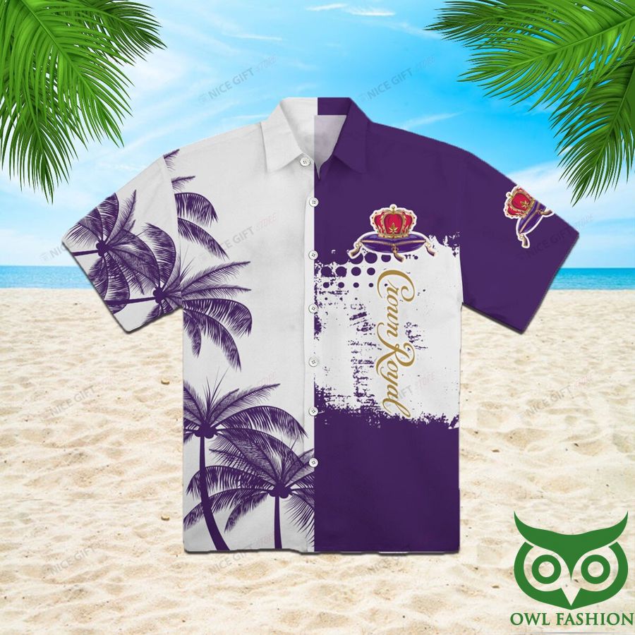 Crown Royal Palm Tree Purple Splash Hawaiian Shirt