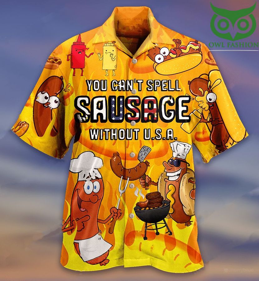 Food You Cant Spell Sausage Without Usa Hawaiian shirt