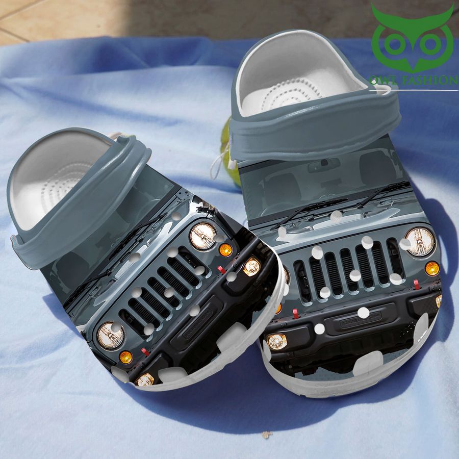 Jeep Car grey full printed crocs
