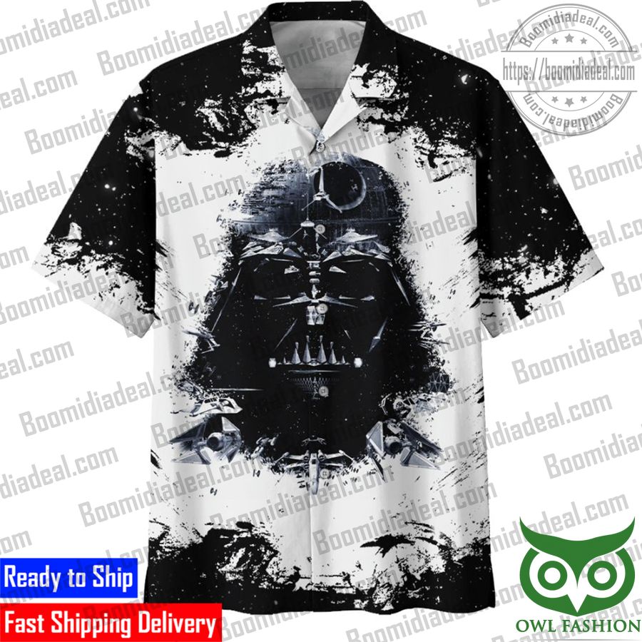 Star Wars Darth Vader Dark Side Black White Hawaiian Shirt