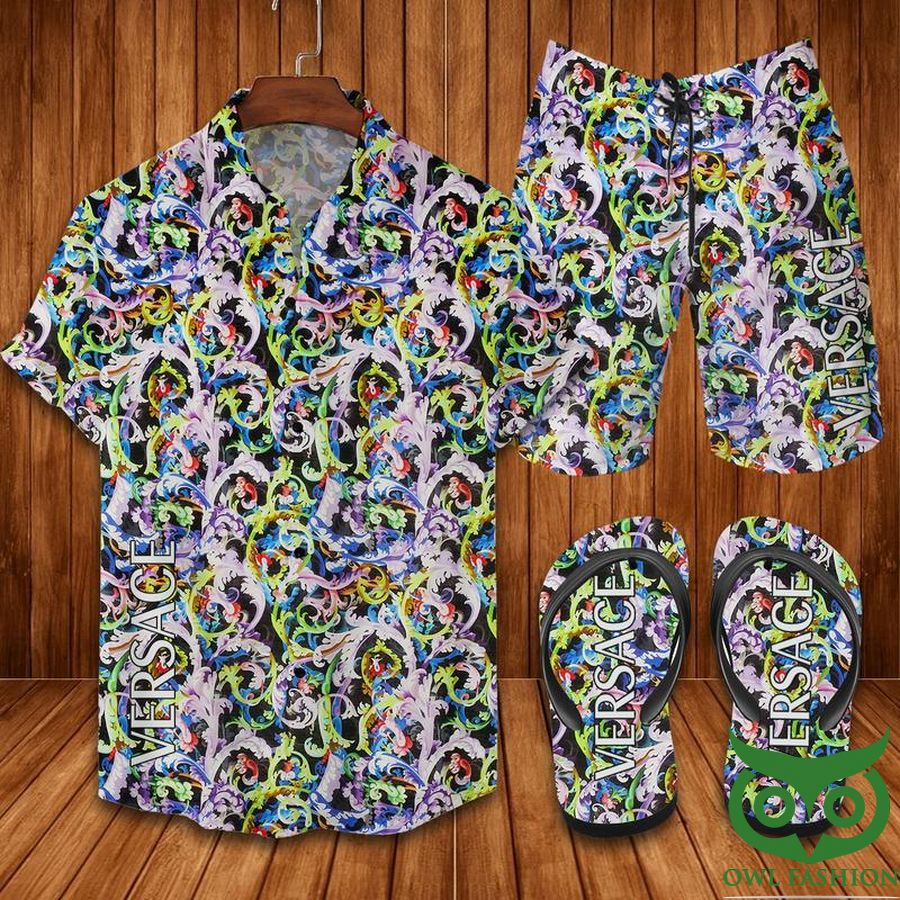 Versace Colorful Curves Hawaiian Outfit Combo Flip Flops