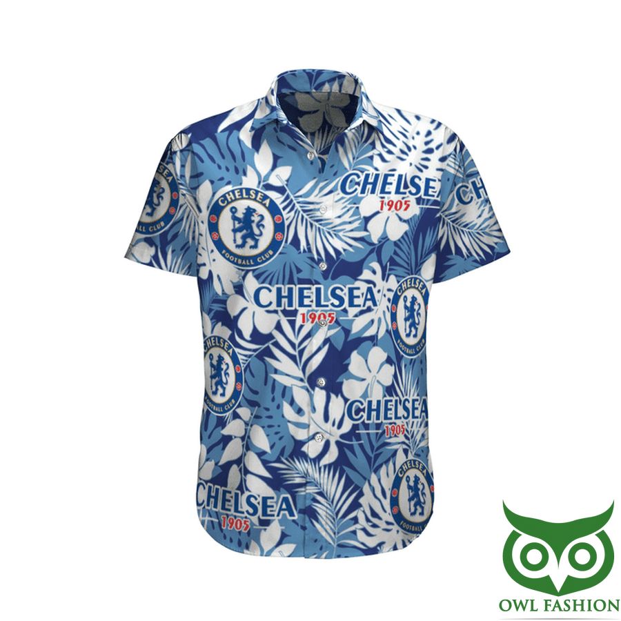 Chelsea 1905 White Blue Hawaiian Shirt