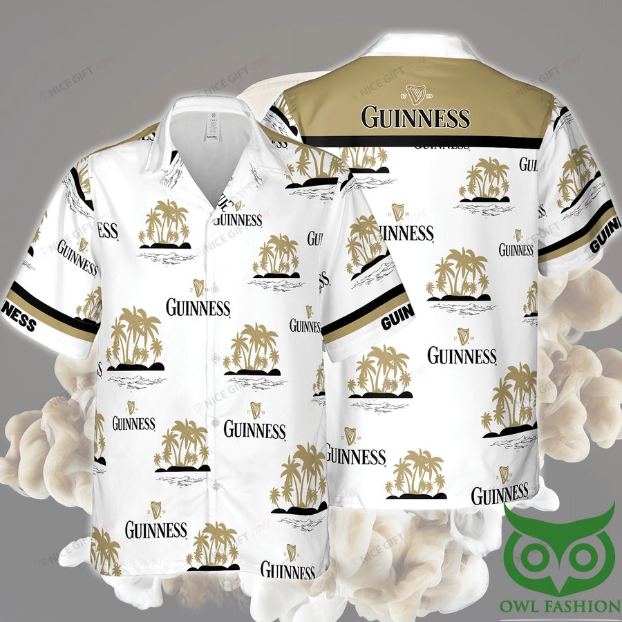 Guinness Coconut Palm Brown Tropical Hawaiian Shirt