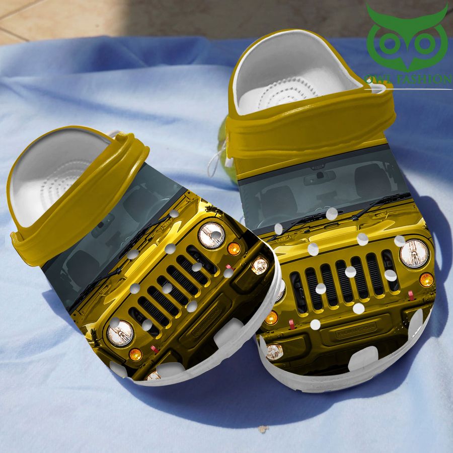 Jeep Car yellow full printed crocs
