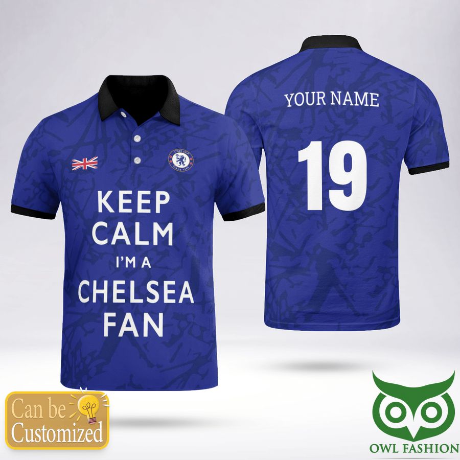 Custom Name Number Keep Calm Chelsea Fan Polo Shirt