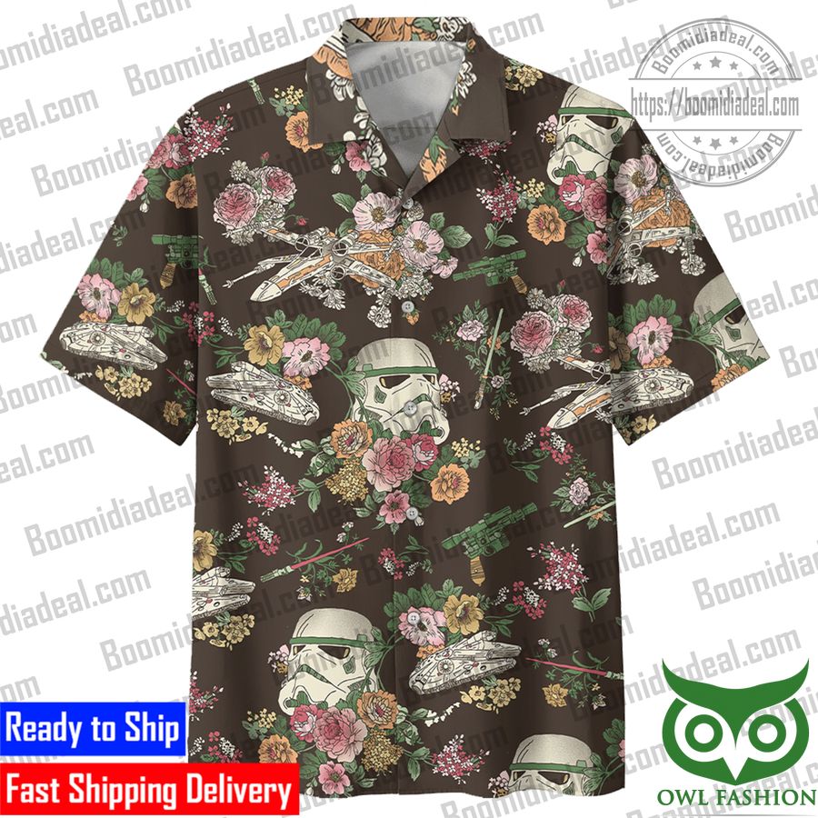 4 Star Wars Clumsy Stormtrooper Tropical Flowers Aloha Hawaiian Shirt