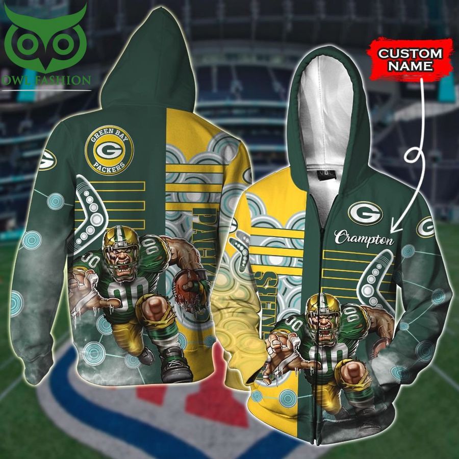 Green Bay Packers 3D Shirts Mascot Green NFL Custom Name
