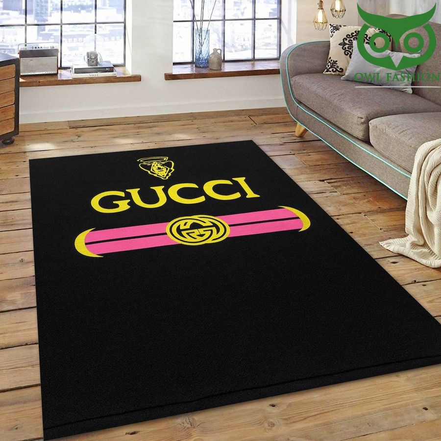 Gucci Area Rug gold pink logo Floor Home Decor