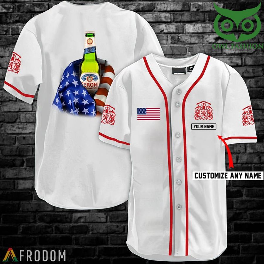 Personalized Vintage White USA Flag Peroni Beer Jersey Shirt