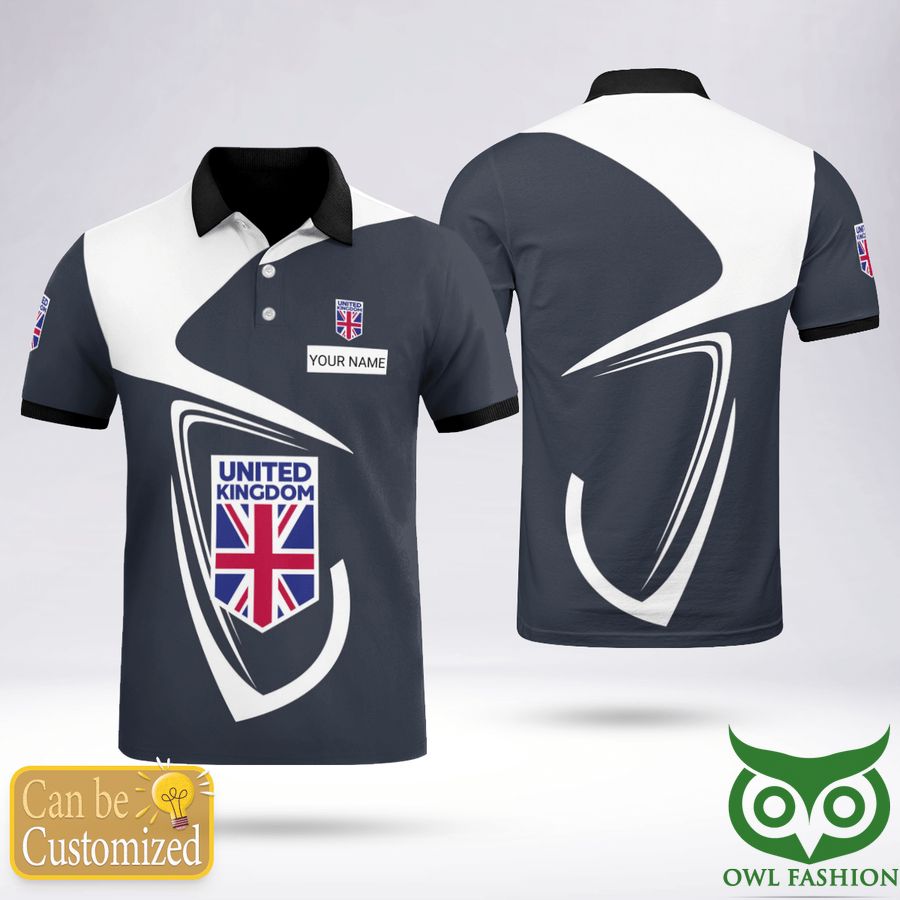 Custom Name United Kingdom Nation Love Polo Shirt White