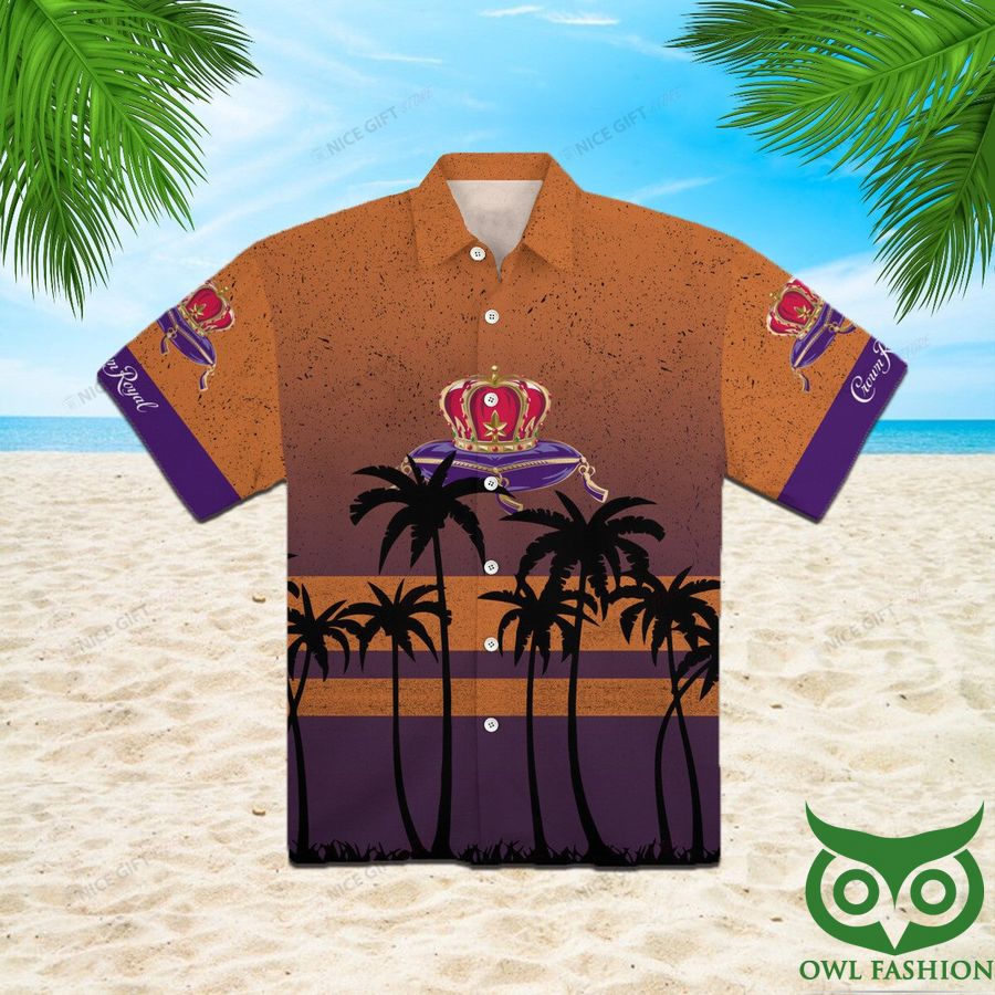 Crown Royal Palm Tree Orange and Purple Hawaiian Shirt