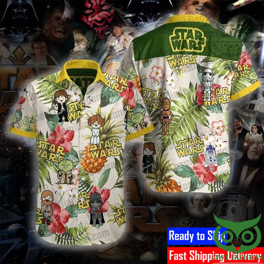 8 Star Wars Darth Vader Clumsy Stormtrooper R2 D2 Tropical Hawaiian Shirt
