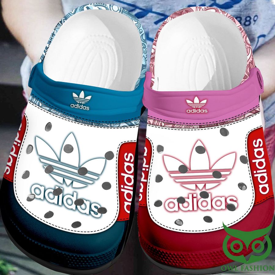 58 Adidas Logo Blue and Red Pattern Crocs