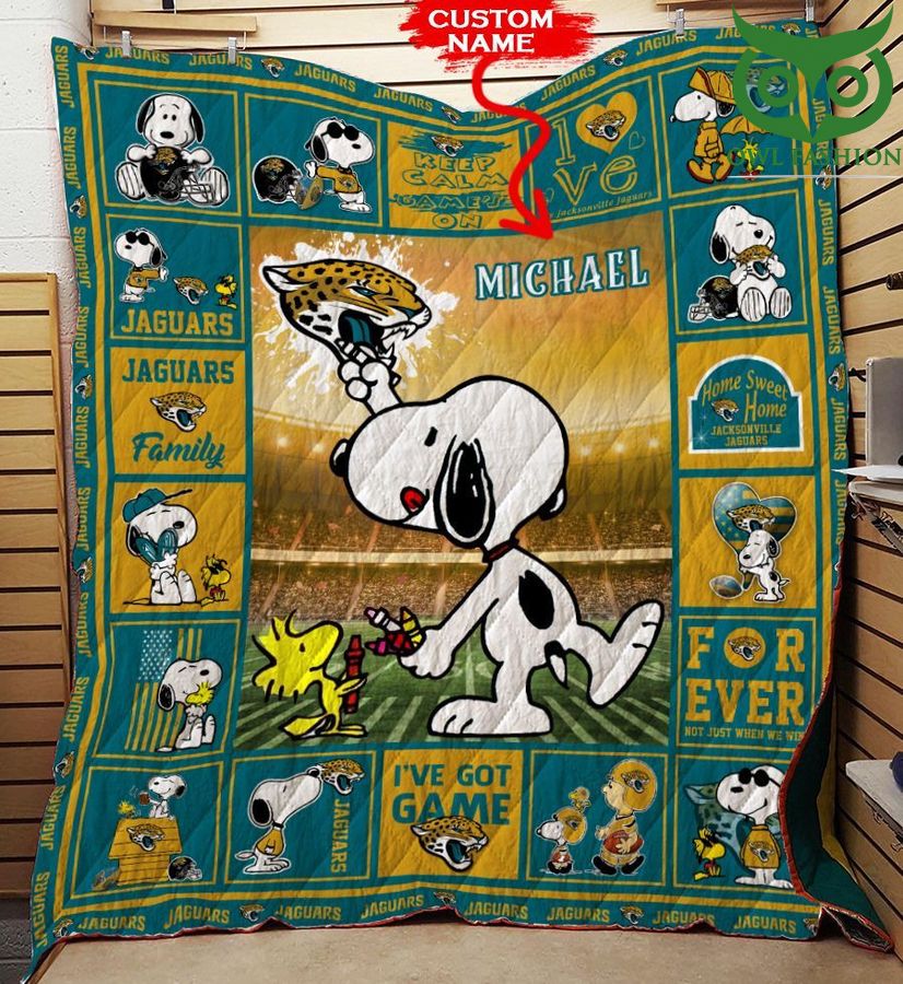 64 Personalized Snoopy NFL Jacksonville Jaguars Quilt blanket