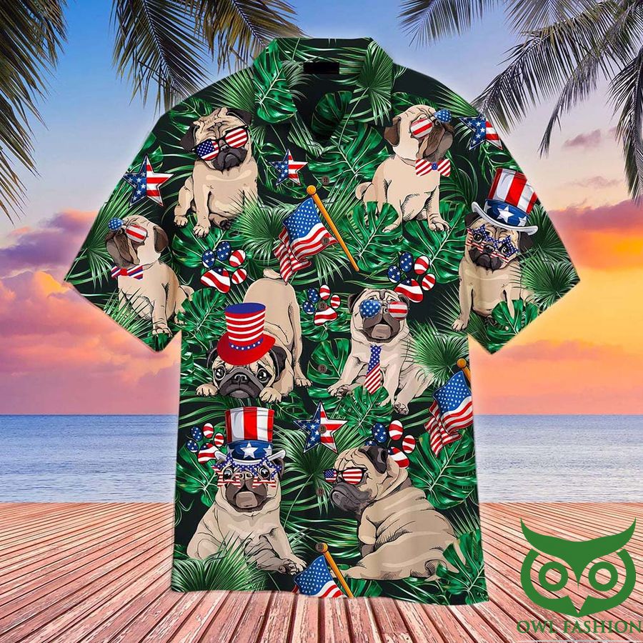 4th Of July Independence Day Happy Pug Hawaiian Shirt
