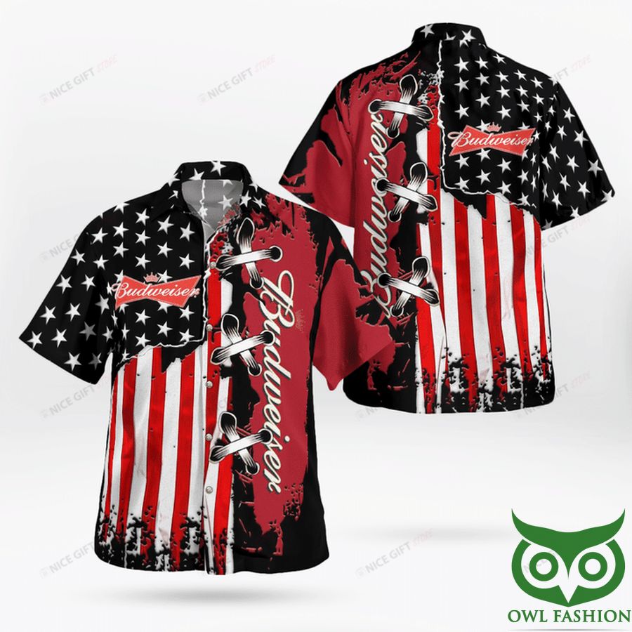 Budweiser America Flag Hawaiian Shirt