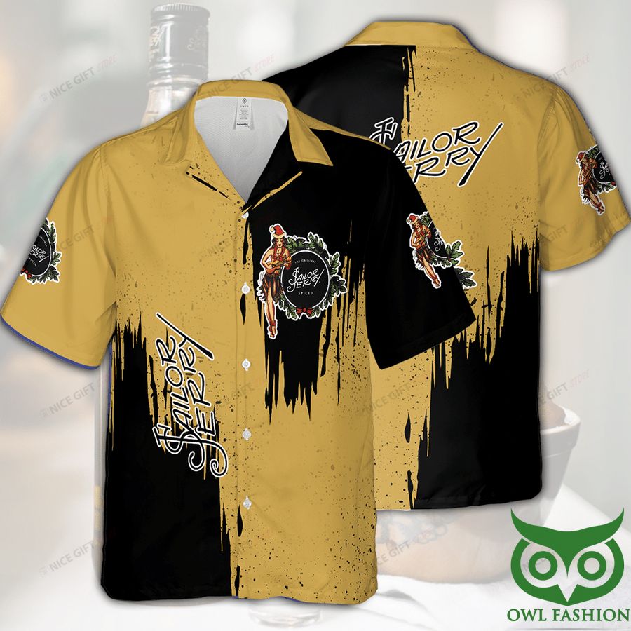 Sailor Jerry Black and Yellow Color Drop Hawaiian Shirt