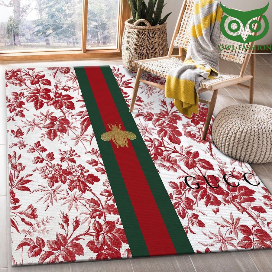 Gucci Area Rug bee in the red floral forest Floor Home Decor