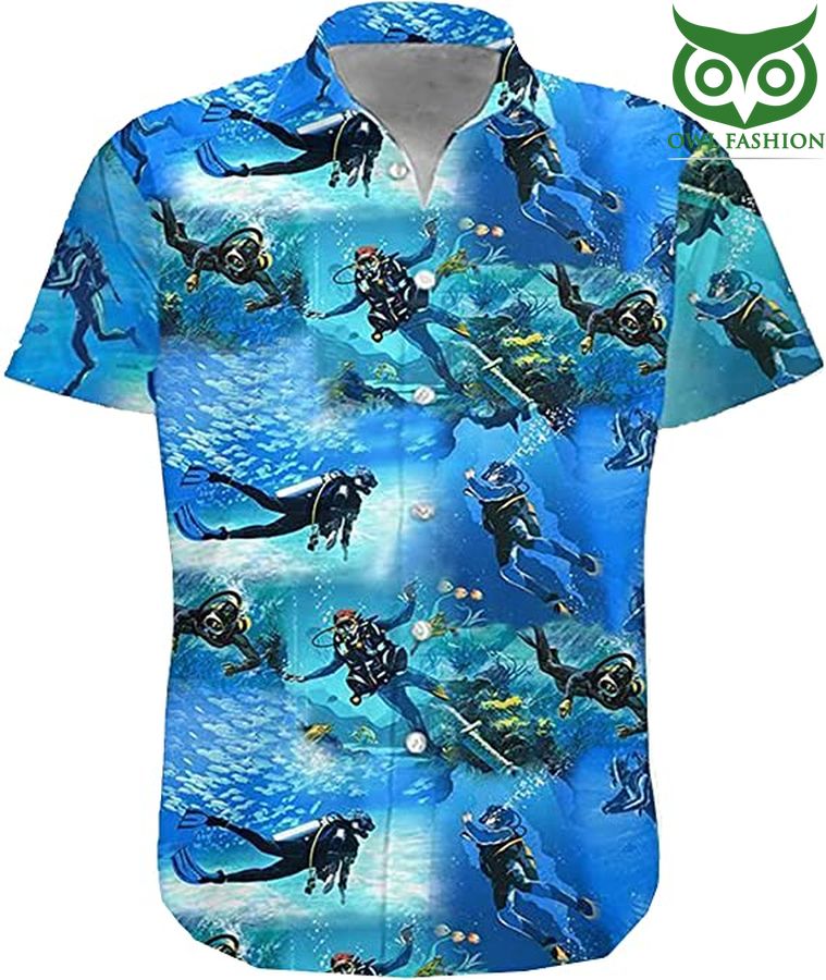 Scuba Diving Hawaiian Shirts for Men Diving Lovers