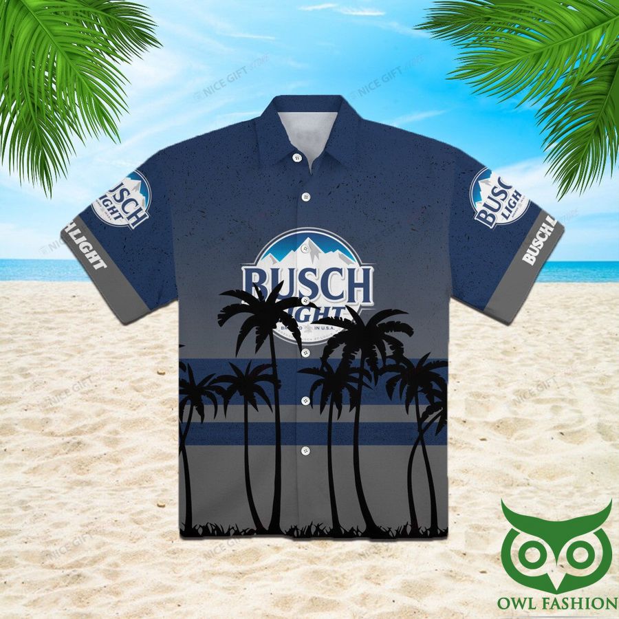 Busch Light Palm Tree Dark Blue Hawaiian Shirt