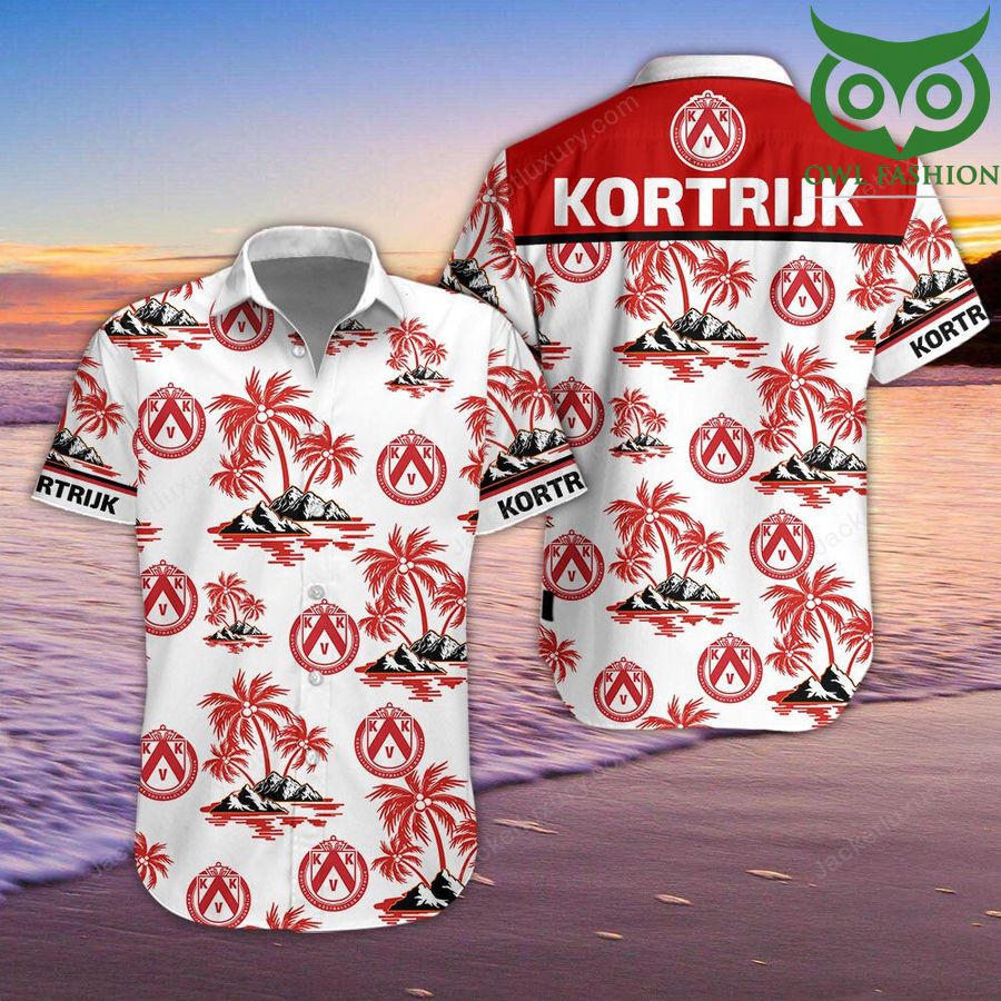 K.V. Kortrijk colored cool style Hawaiian shirt for summer