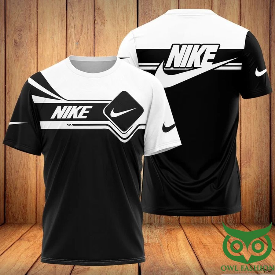 Luxury Nike Square Logo Black and White 3D T-shirt