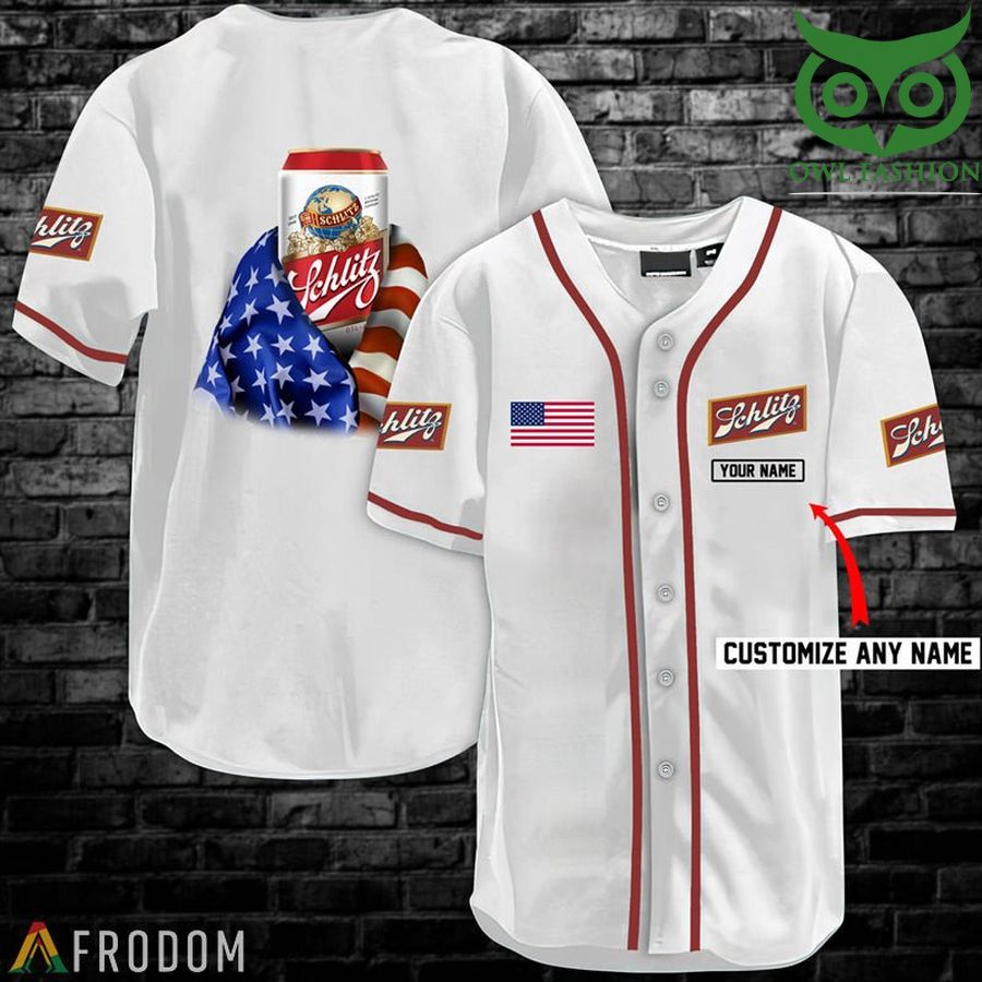 Personalized Vintage White USA Flag Schlitz Beer Jersey Shirt