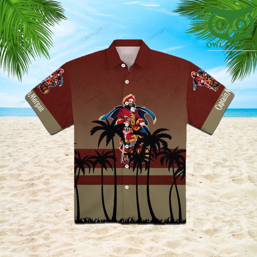Captain Morgan dawn palm trees 3D Shirt Hawaiian aloha for summer